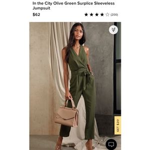 Brand New Lulu's Olive Green Surplice Sleeveless Jumpsuit